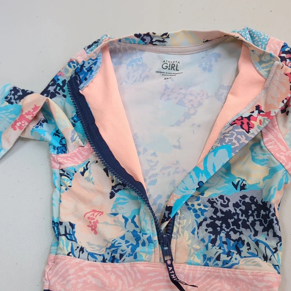 Athleta girl, One piece floral rash guard swimsuit. Size 6